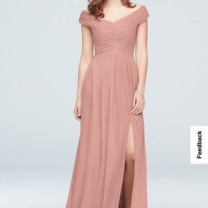 Crisscross Off-the-Shoulder Mesh Bridesmaid Dress